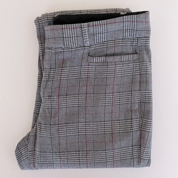 BANANA REPUBLIC Womens Size 2 Plaid Pants Jackson Fit Black Grey Red Trousers - Picture 1 of 12